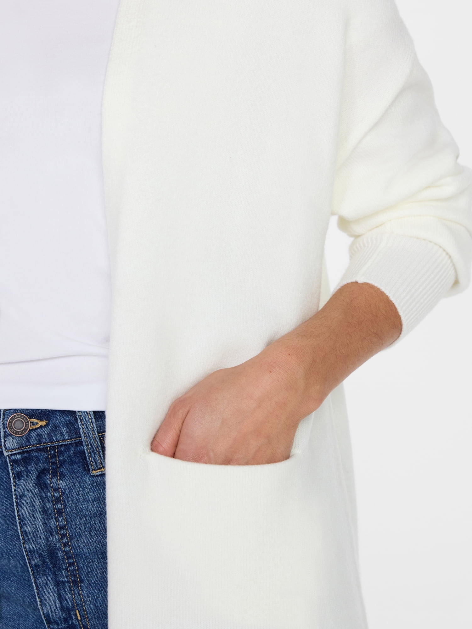Time and Tru Women's Long Open Front Cardigan Sweater with Long Sleeves, Sizes XS-XXXL