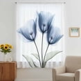thumbnail image 3 of Blue Tulip Sheer Curtains 45 Inches Long, Spring Floral Botanical Leaves Pastoral Light Filering Curtains, Breathable Simi Curtain Privacy Drapes for Kitchen Bathroom Small Window Treatment, 3 of 9