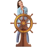 4 Feet Nautical Party Decorations Ship Wheel Cardboard Cutout Stand up Large Captain Wheel Photo Props Party Back Drops for Pirate Nautical Party Home Outdoor Decor