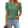 thumbnail image 1 of Blusa Zeagoo para mujer con mangas abullonadas con estampado floral, talla S, 1 of 5