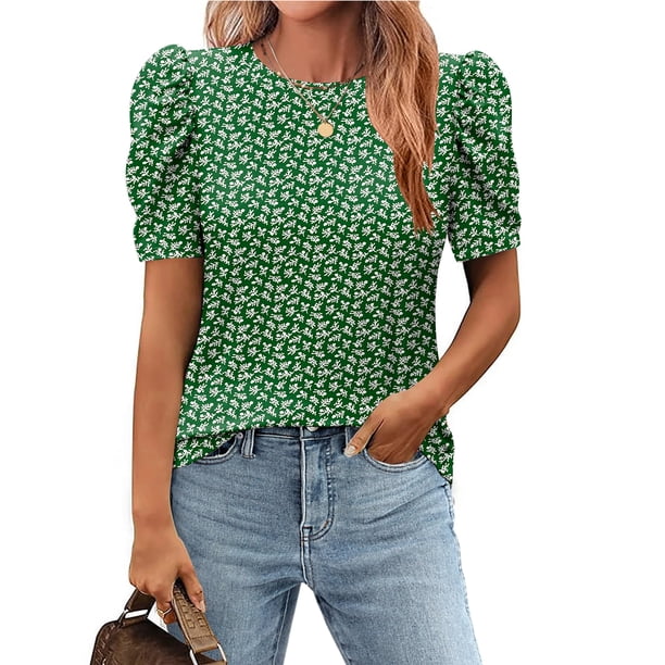 Blusa Zeagoo para mujer con mangas abullonadas con estampado floral, talla S