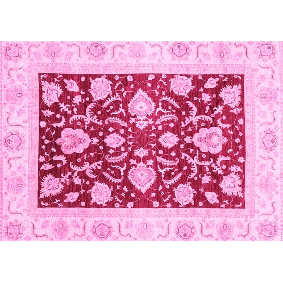 Ahgly Company Indoor Rectangle Oriental Pink Traditional Area Rugs, 5' x 8'