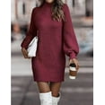 thumbnail image 4 of QIYULANC Women's Turtleneck Sweater Dress - Long Sleeve Solid Midi Dress, Elegant Casual Knit Dress for Fall/Winter, 4 of 8