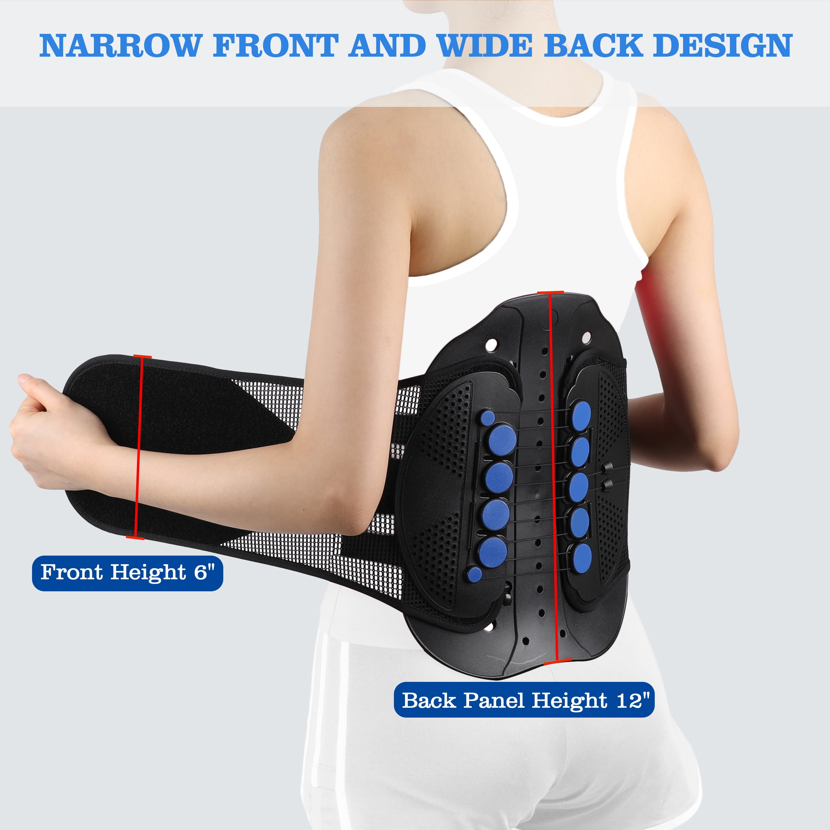 Nvorliy LSO Lower Back Brace Fit Women & Men, Compression Fracture Back Brace Adjustable Decompression Support for Sciatica, Herniated Discs, Post Op Recovery, Strain and Spine Stenosis (Large)
