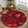thumbnail image 3 of Valentine's Day Washable Round Area Rug 8 ft, Red Love Abstract Heart Romantic Dark Red, Soft Non Slip Rugs Stain Repellent Indoor Felt Carpet for Living Dining Room Bedroom Home Office, 3 of 9