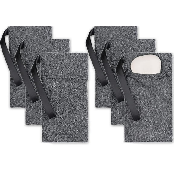 GIXUSIL 6 Pack Soap Pocket Exfoliating Soap Saver Pouch | Body Scrubber Sponge, Exfoliator for Bath or Shower | for Large Bar Soap or Leftover Bits | Graphite Gray