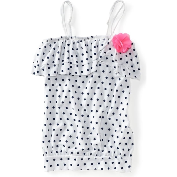 Aeropostale - Camiseta sin mangas con lunares para mujer, color blanco, pequeño