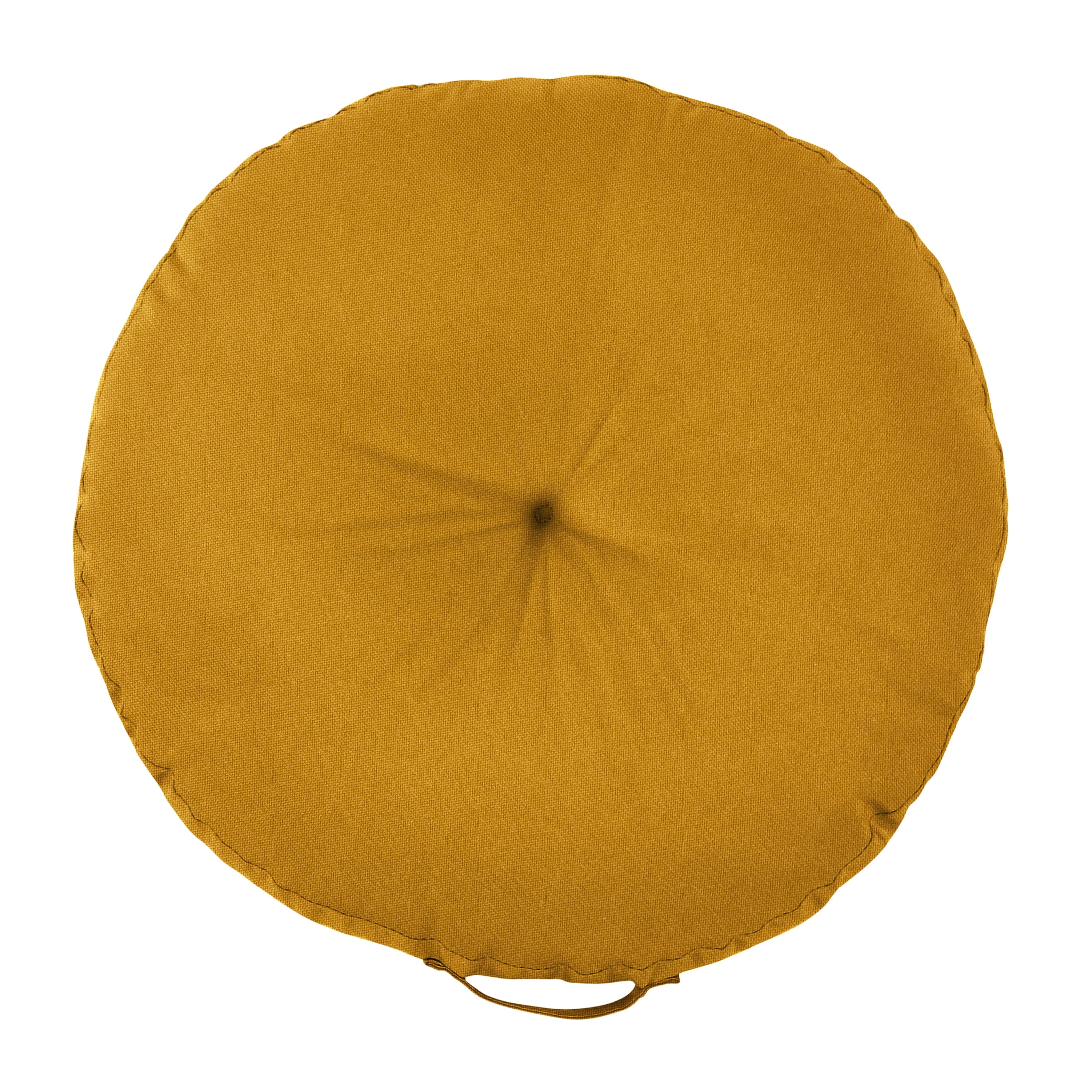 Sorra Home Mustard Tufted Circle Floor Pillow with Handle 24 in x 24 in x 5 in