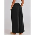 thumbnail image 3 of Womens Pants Pleated Flowy Wide Leg Elastic Waist Casual Loose Palazzo Trousers with Pockets, 3 of 8