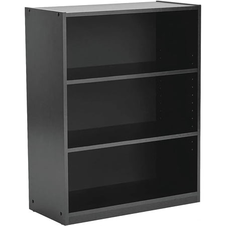 WoofPaw 3-Tier Adjustable Bookshelf Open Bookcase with Storage Shelves Modern Display Rack for Living Room Bedroom Home Office Organizer Shelf for Books Decor Plants Black