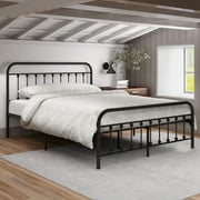 EvinTer Platform Metal Queen Bed Frame, Suitable for All Ages, Black