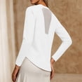 thumbnail image 4 of Women Solid High‑Stretch Yoga Top, Breathable Long Sleeve Workout Shirt with Mesh Back, Slim Fit Sports Pullover for Running Gym Training White M(M), 4 of 9