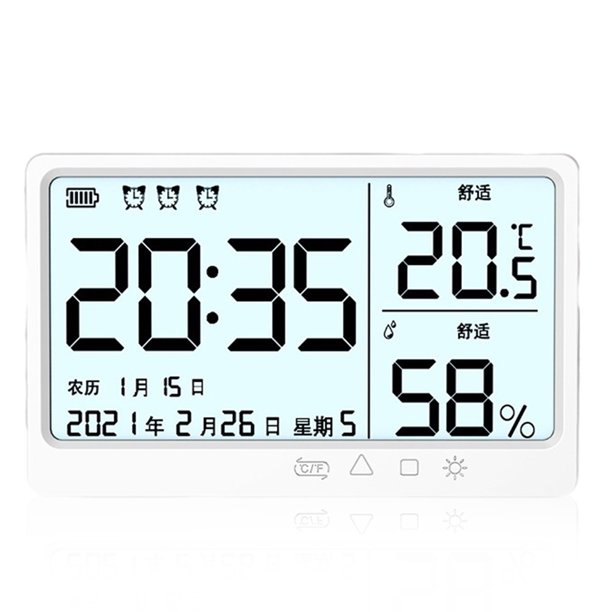 Matsuzay Termómetro LCD Humedad Medidor sensible preciso Medidor de temperatura de pie Reloj despertador multifuncional Mesita de noche para el hogar Termómetros Matsuzay HA010460-00B