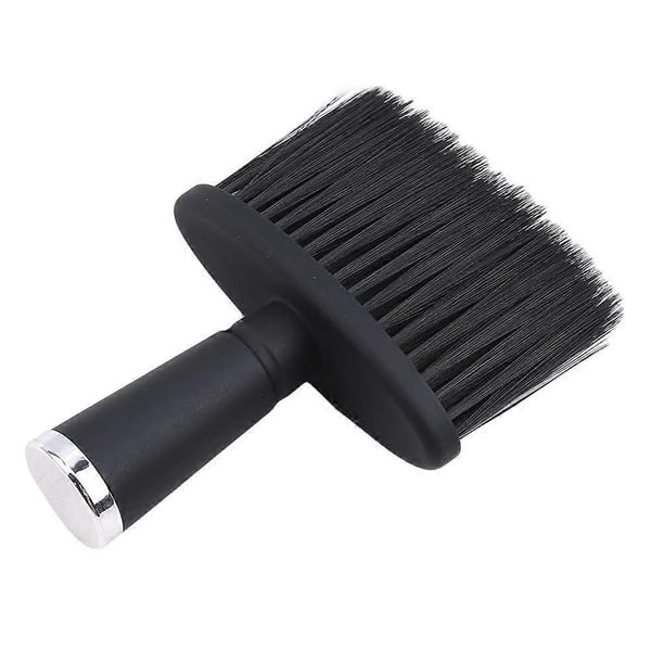 Cepillo plumero para el cuello de barbero para cortar el cabello con diseño rectangular grande y mango ergonómico, color plata y negro.