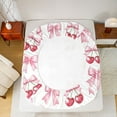 thumbnail image 5 of Homewish Kawaii Sweet Cherries Twin Sheet Sets,Girl Bowknot Ribbon Twin Fitted Sheet,Pink White Red Flat Sheet For Girl Teens,Super Cozy Room Decor,3 Pieces, 5 of 7