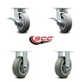 thumbnail image 2 of 6 Inch Kingpinless Thermoplastic Rubber Wheel Caster Set 2 Brakes 2 Rigid SCC, 2 of 2