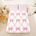 thumbnail image 5 of Manfei Watercolor Bow Full Size Sheets For Girls,Pink Ribbon Bowknot Bed Sheets For Kids,4 Pieces, 5 of 6