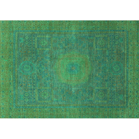 Ahgly Company Machine Washable Indoor Rectangle Oriental Turquoise Blue Modern Area Rugs, 2' x 4'