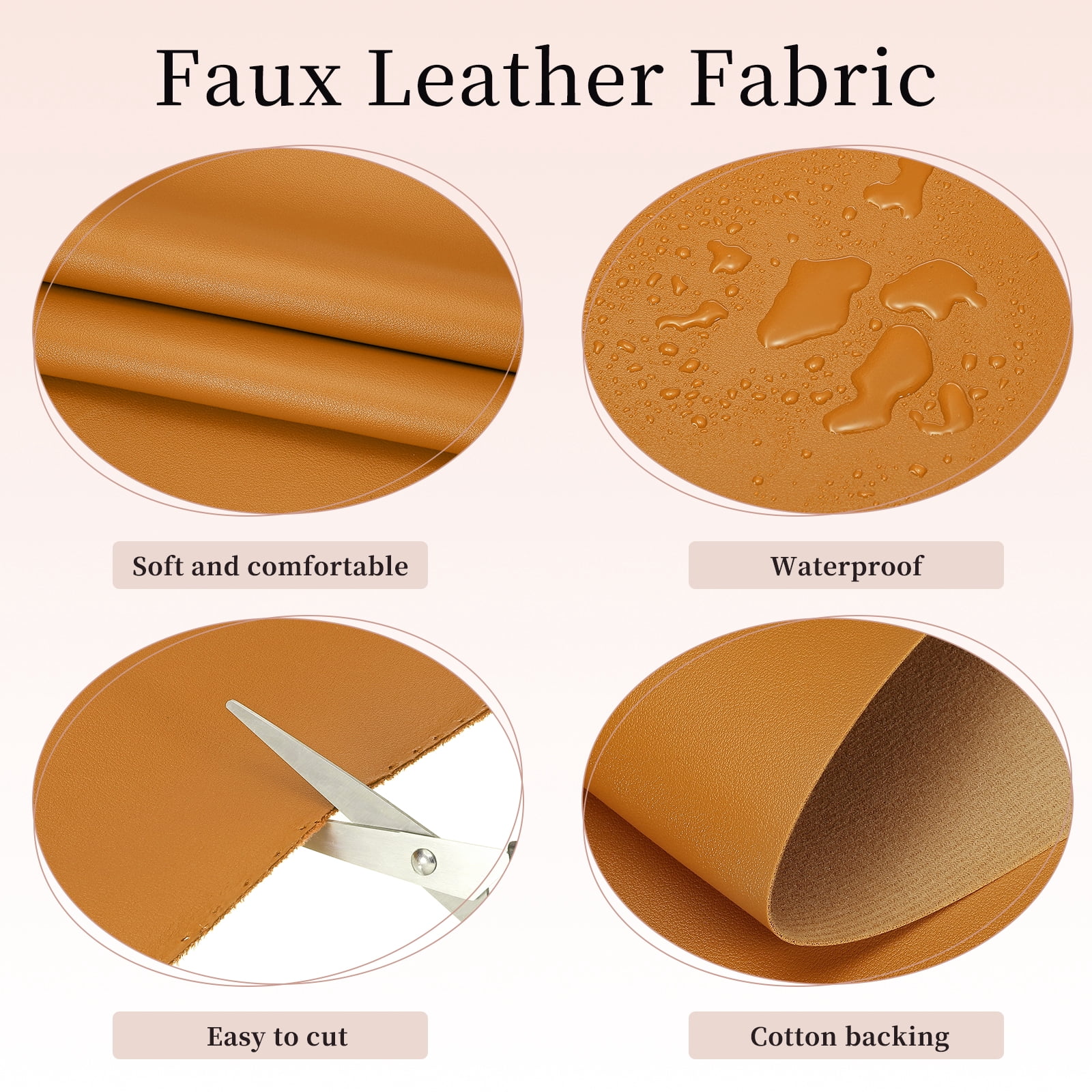 Uxcell Marine Vinyl Fabric, 54 Inch 1 Yard Upholstery Faux Leather Soft Waterproof Sheets Fabric for Crafts DIY Sewings Sofa Wallets Handbag Car, Khaki