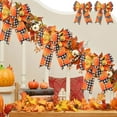 thumbnail image 2 of Gumesh 2 Pcs Handmade Thanksgiving Bow with Pumpkin & Maple Leaves, Autumn Harvest Ribbon Decoration for Wreaths, Table Centerpieces and Gift Wrapping, 12 Inch, 2 of 5