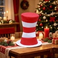 thumbnail image 7 of EDHITNR Red White Striped Tall Top Hat, Flat High Hat For Stage Performance Themed Parties, Comfortable Soft Material One Size Fits Adults, 7 of 7