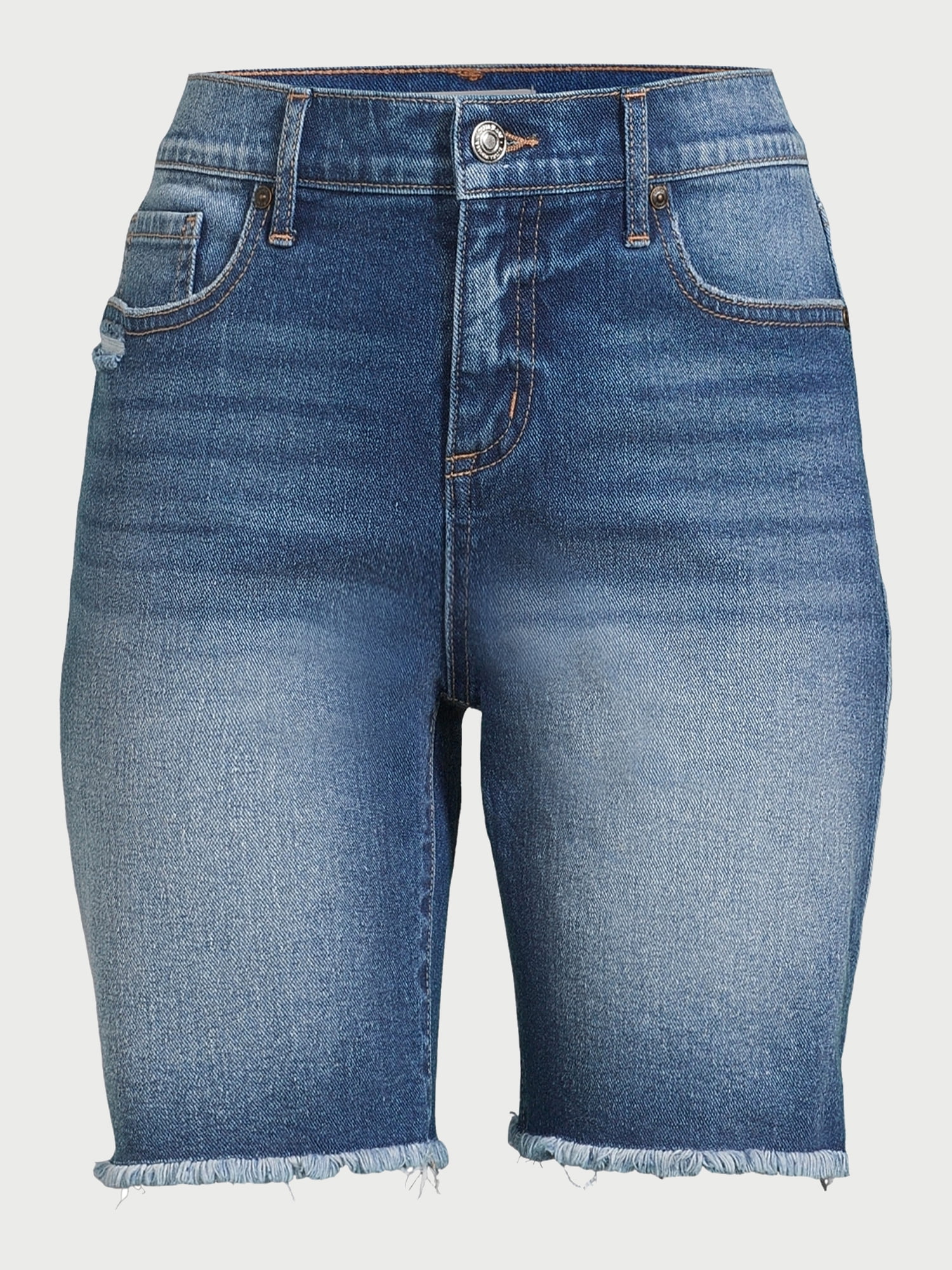 Sofia Jeans Women's Gabriella Bermuda Mid Rise Distressed Shorts, 8" Inseam, Sizes 2-20