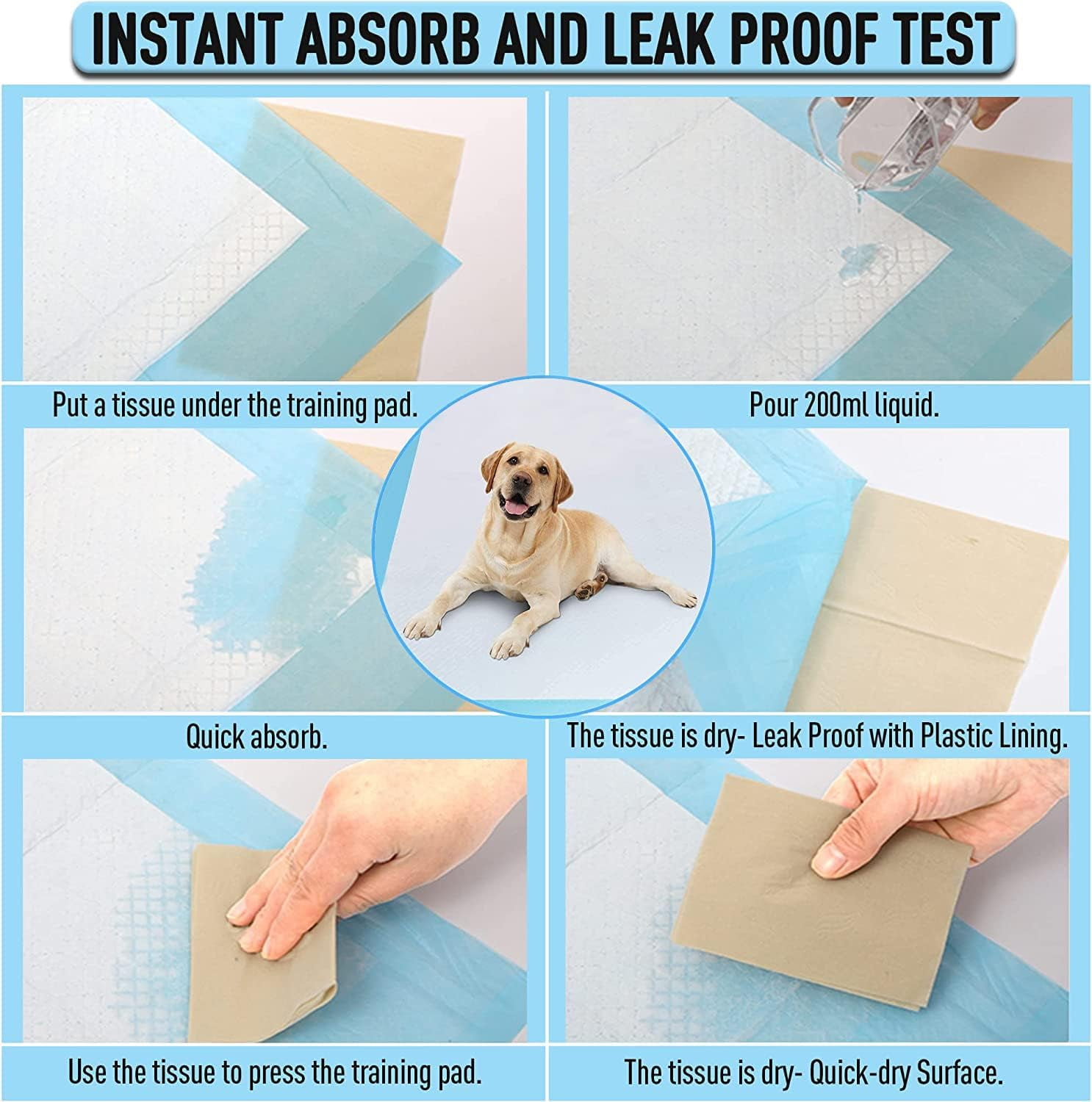 Dog and Puppy Training Pads, Potty Pads, Dog Pads Diapers Leak-Proof 6-Layer Pee Pads with Thicker Materials with Quick-Dry Surface for Potty Training Puppy Pads
