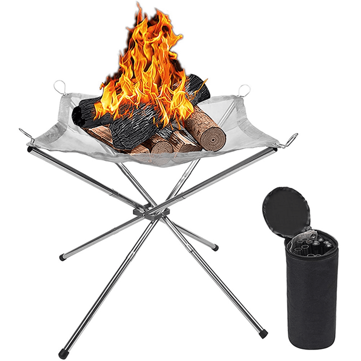 Portable Outdoor Fire Pit Upgraded Camping Fire Pit Foldable Mesh Fire Pits for Camping, Campfire with Carrying Bag