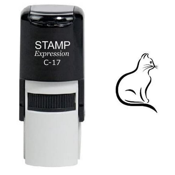 stampexpression - Elegant Kitty Cat Self Inking Rubber Stamp - Black Ink (W-6671)