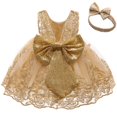 thumbnail image 1 of Vestido CMMCHAAH para Niñas Pequeñas con Encaje y Moño para Navidad, 1 of 4