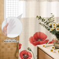 thumbnail image 3 of No Hook Shower Curtain, Red Poppy Shower Curtains for Bathroom with See Through Top Window, Spring Summer Farmhouse Flowers Rustic Burlap Waterproof & Washable Bath Curtain Narrow 54"x78", 3 of 9
