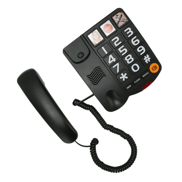 Big Button Telephone, Corded Landline Telephone LD 269SP One Touch Dialing For Seniors White,Black
