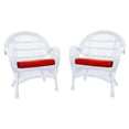 thumbnail image 1 of Jeco Chaise en Osier Blanche avec Coussin Rouge - Ensemble de 4, Blanc, 1 of 3
