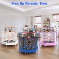 thumbnail image 3 of 60" Mini Trampoline for Kids with Basketball Hoop, Indoor/Outdoor Toddler Trampoline with Safety Enclosure, Segmart Kids Trampoline with Adjustable Gymnastics Bars, Ring, Ocean Balls, 3 of 9