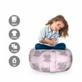 thumbnail image 2 of Pink and Grey Storage Toy Bag Chair, Little Mouse Characters with Hearts on Striped Backdrop Cartoon Lovers, Stuffed Animal Organizer Washable Bag, Large Size, Grey and Pink, by Ambesonne, 2 of 3