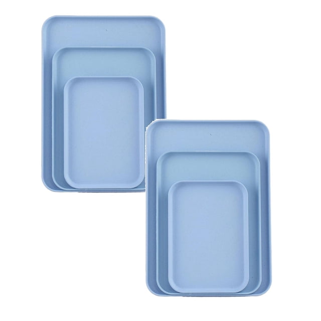 Oleegame 2PC Picnic Trays For Food Birch Multi Use Large Capacity Serving Tray Plastic Practical Food Grade Storage Tray For Home Anti Deformed Shockproof A Blue