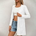 thumbnail image 6 of Brglopf Womens Casual Lace Crochet Cardigan Loose Soft Drape Open Front Cardigans Long Sleeve Beach Coverups Top(White,XL), 6 of 9
