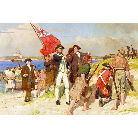 24x36 gallery poster, Landing of James Cook at Botany Bay on 29 April 1770 to claim Australia's east coast for Great Britain