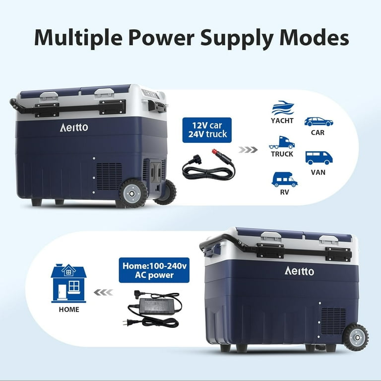 Aeitto 52QT Dual Zone Fridge Freezer, 12v Car RV Refrigerator