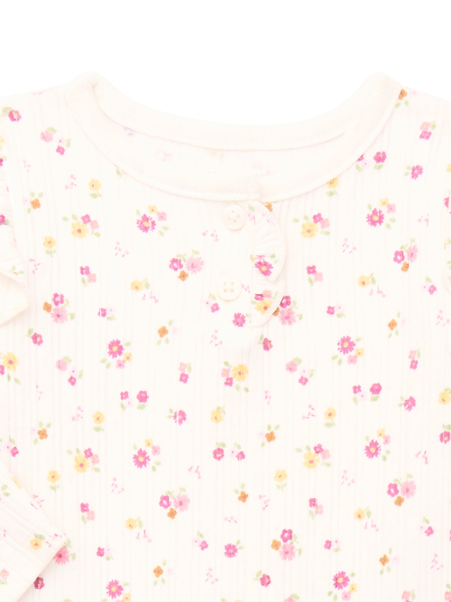 Garanimals Baby Girl Henley Printed Bodysuit with Long Sleeves, Sizes 0-24 Months
