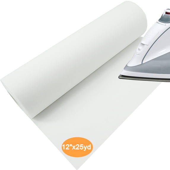 New brothread Fusible Iron on Tear Away Machine Embroidery Stabilizer Backing 12" x 25 Yd roll - Medium Weight 1.8 oz - 3 Options - Tear Away/Cut Away/No Show Mesh
