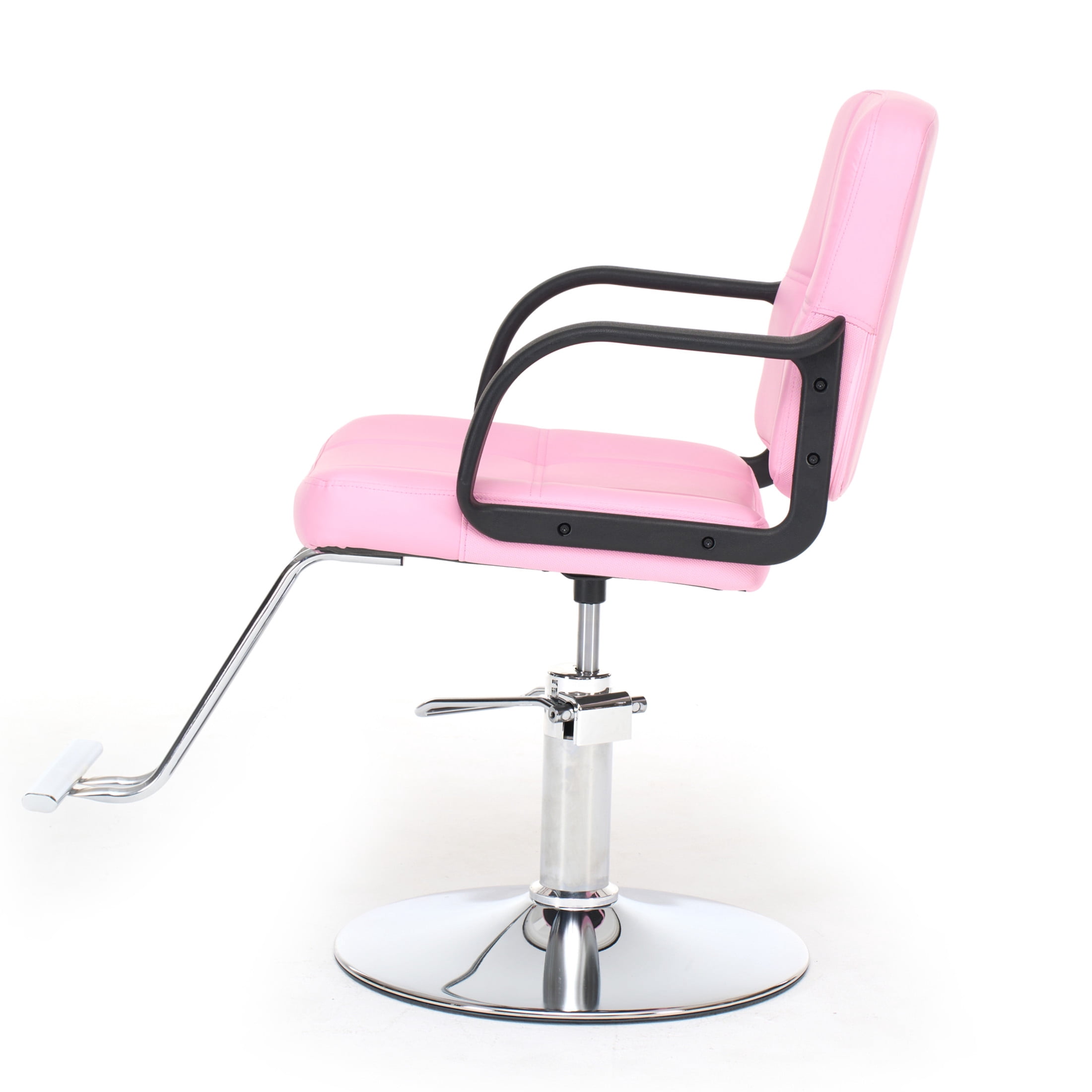 Noble House 360° Swivel Barber Chair, Hydraulic Height Adjustable, PU Upholstery, Pink + Chrome