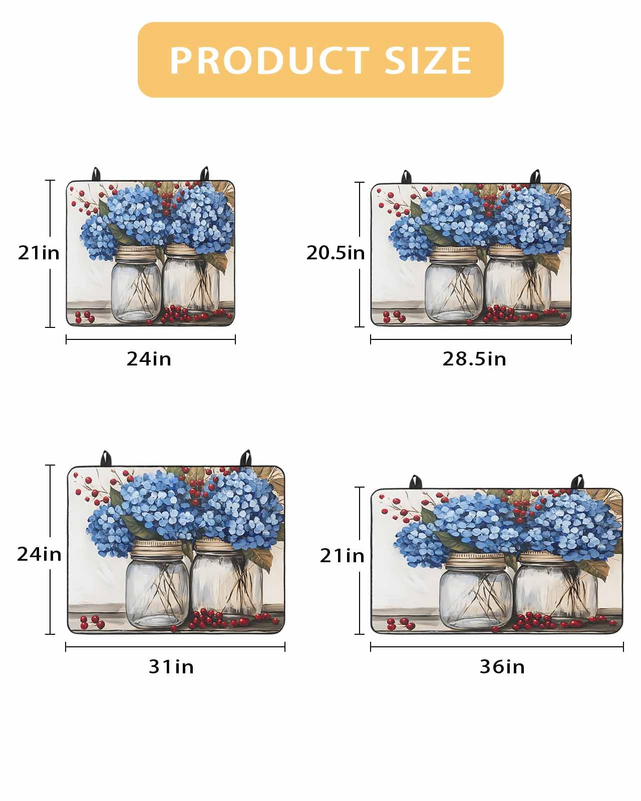 nqOlkjepod Large Induction Cooktop Protector Mat 24"x21", Blue Floral Stove Top Covers for Electric Stove, Bottle Floral Farm Fruit Spring Summer Stove Burner Cover Mats, Glass Top Stove Cover