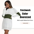 thumbnail image 4 of VENUZOR Women's Casual Patchwork Color Oversized Pullover Sweater Mid-Length Ribbed Knit Dress, 4 of 9