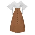 thumbnail image 6 of Hvyesh Costume Women Outfit with Renaissance Peasant Skirt + Off Shoulder Trumpet Sleeve Tops, Victorian Skirt High Waisted Button Skirt Set for Womens Halloween Costumes, 6 of 8