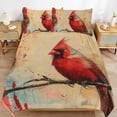 thumbnail image 6 of 3 Pcs Soft Bedding Set, Includes 1 Duvet Cover with Zipper And 2 Pillow,Shams Red Bird Northern Cardinal Queen(90"×90"), 6 of 8