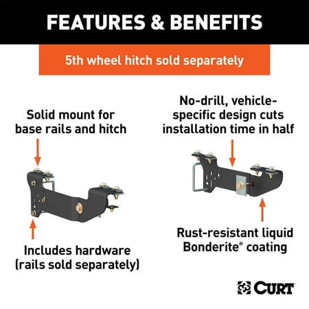 Curt Hitch 16400 Fifth Wheel Trailer Hitch Mount Kit Custom Brackets Bonderite Coated Walmart Canada