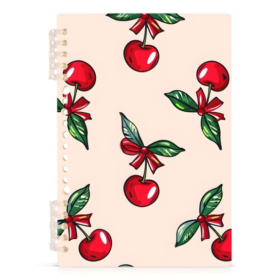 Red Cherry with Leaf Spiral Journal Notebook College Ruled Notebook 8.3" x 5.7" A5 Lined Thick Paper Page