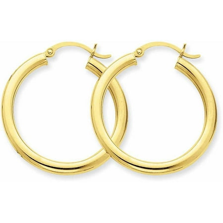 hoop earrings 14kt 3mm yellow gold tube light mm round goldinart