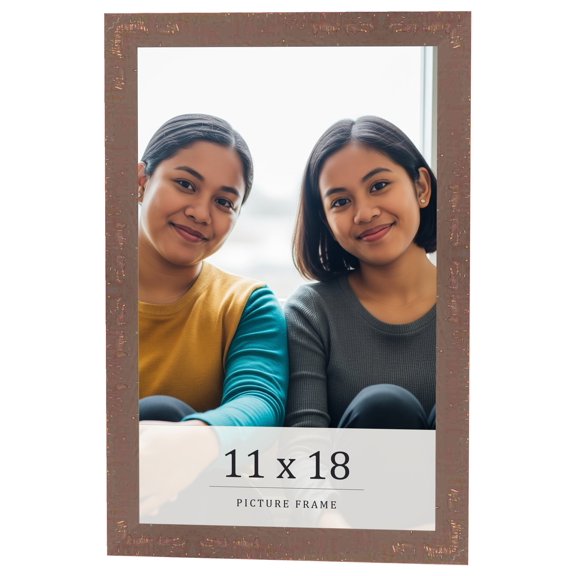 11x18 Distressed Brown Real Wood Picture Frame Width 1.25 inches | Interior Frame Depth 0.5 inches